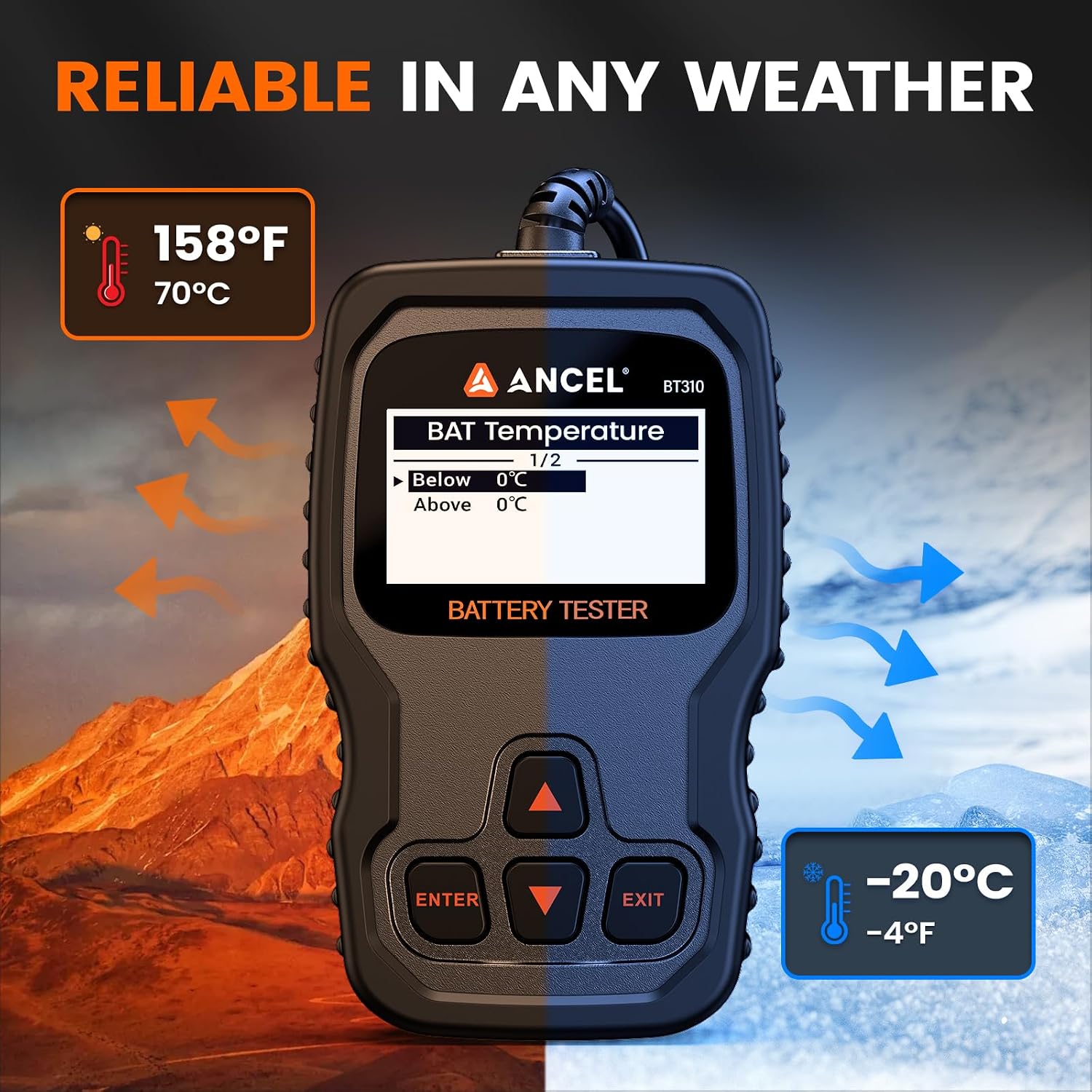 ANCEL BT310 - Probador de batería de coche de 12 V 24 V, probador d...