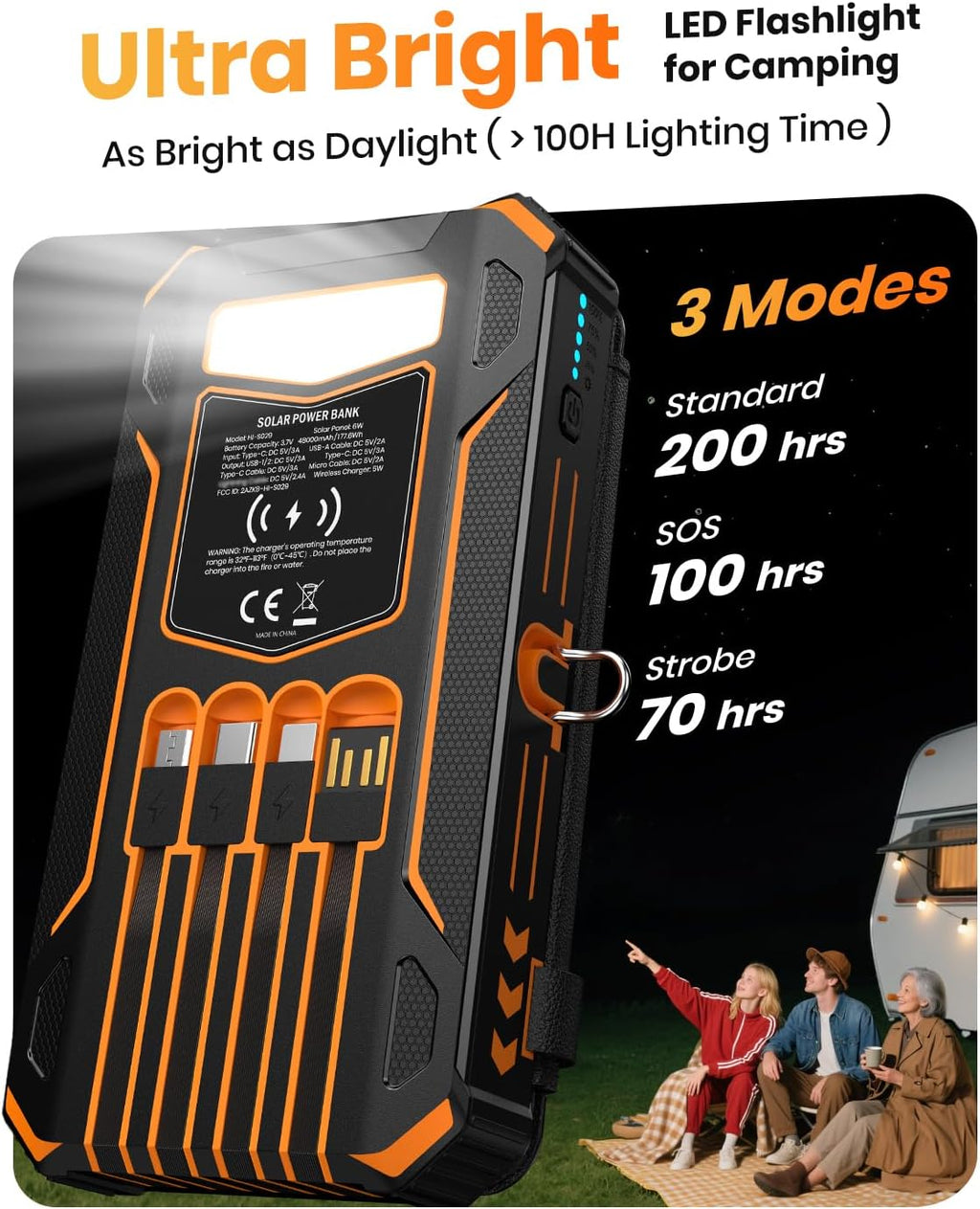 SOARAISE Cargador Solar Power Bank - Cargador Portátil Inalámbrico...