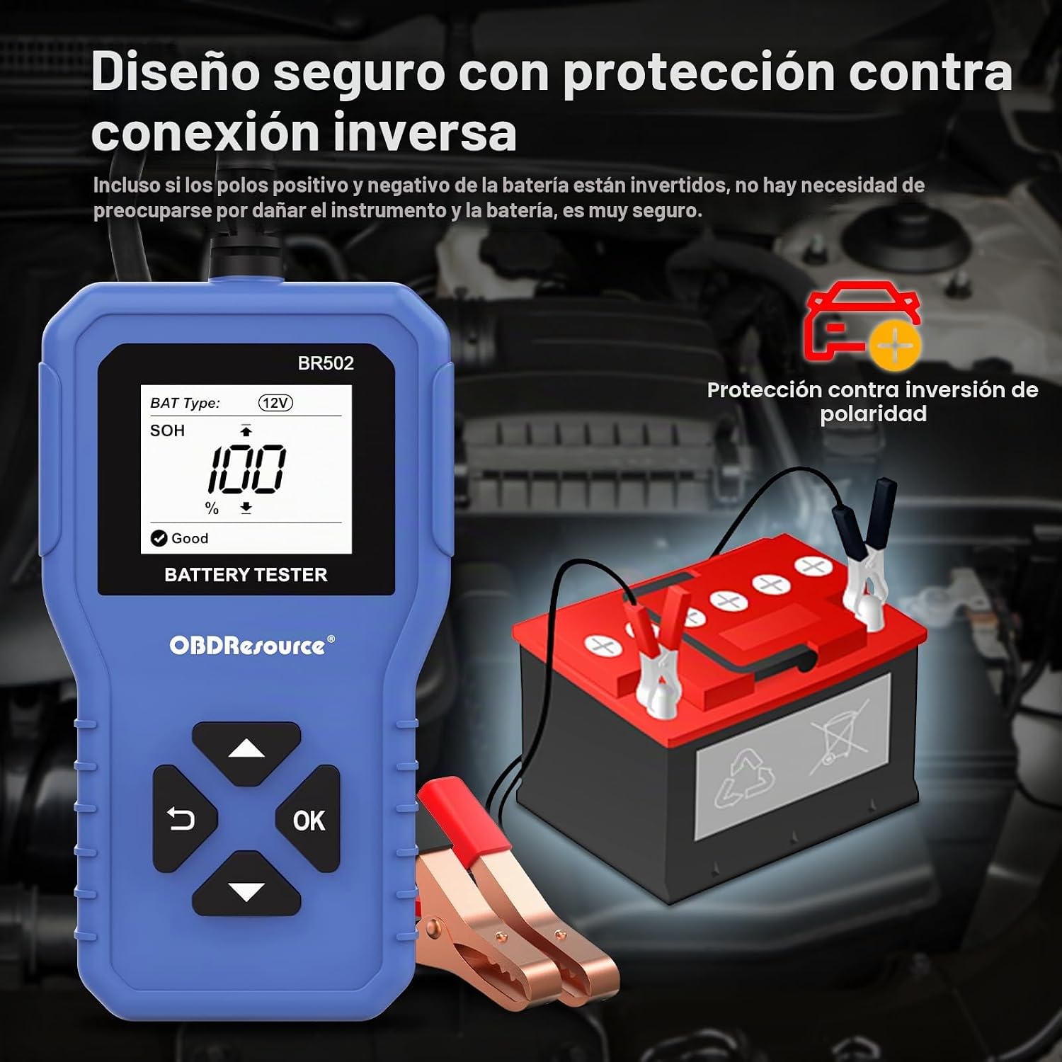 Probador de batería de coche 6V 12V 24V Probador de voltaje de bate...