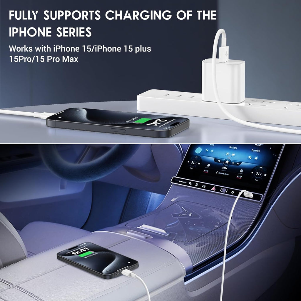 QZIIW Pack de 4 cables Apple USB C de carga rápida de 6 pies para i...