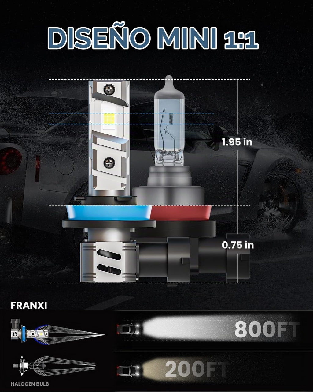 FRANXI Bombillas H11, luces antiniebla, H8 H9 H16, 60 W, superbrill...