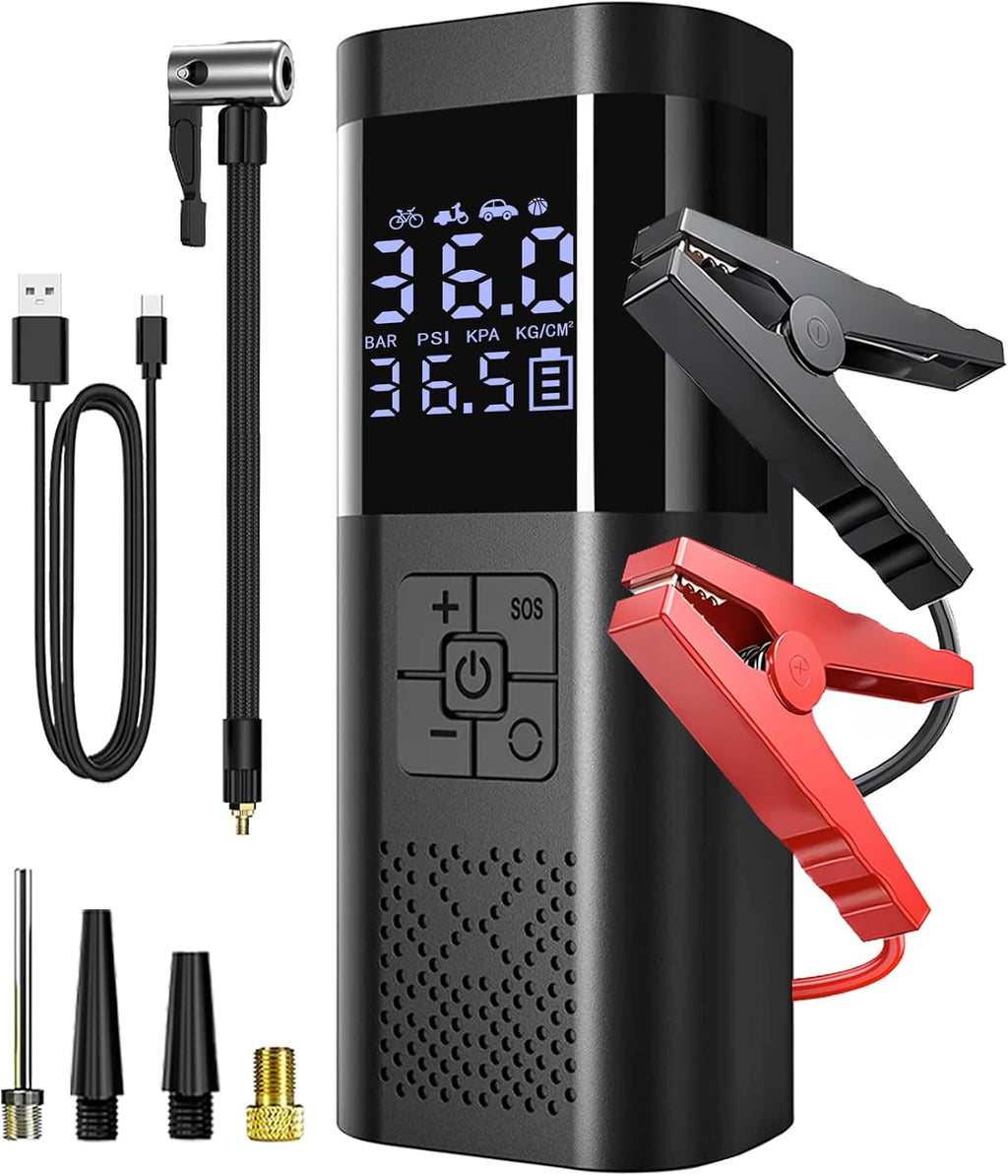 Arrancador de batería de coche de 12 V con cargador rápido de 65 W,...