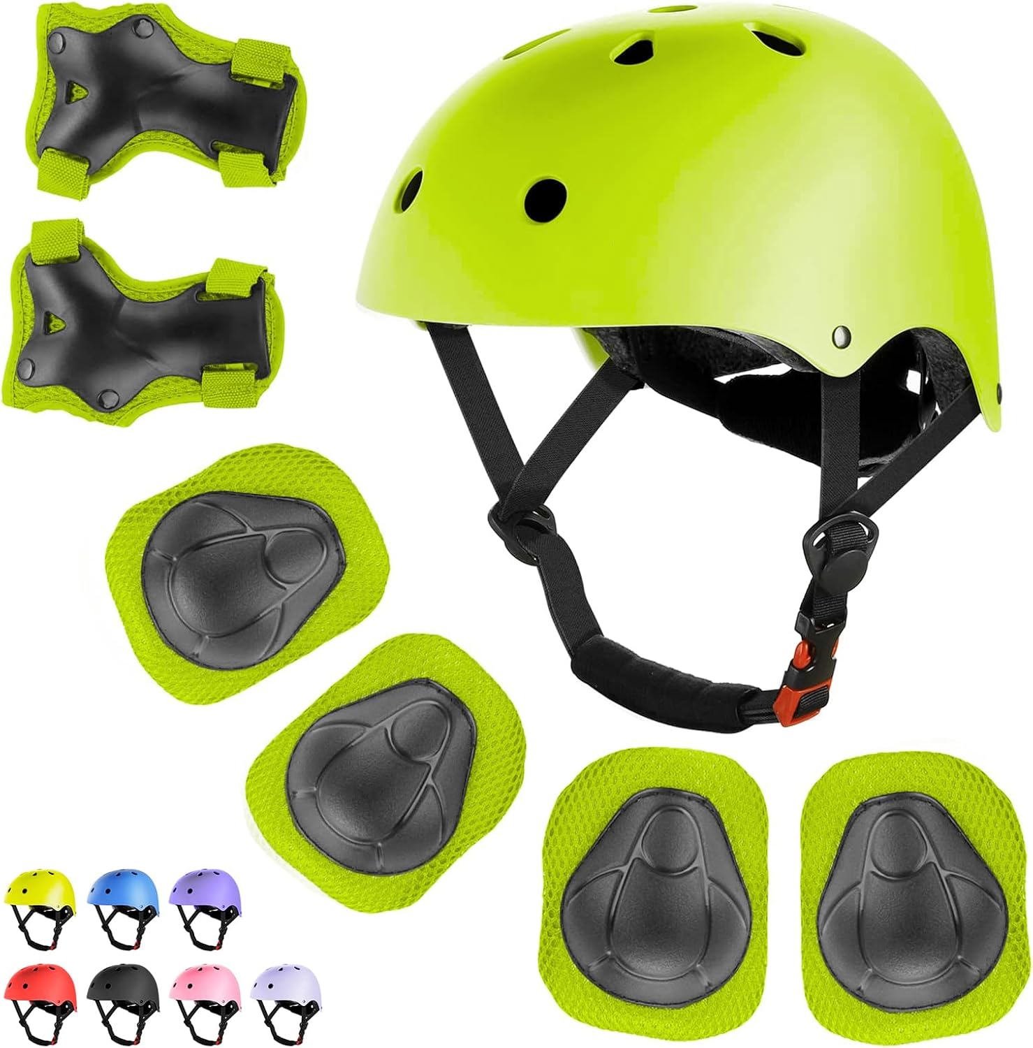 WayEee Juego de casco de bicicleta para niños, rodilleras, equipo d...
