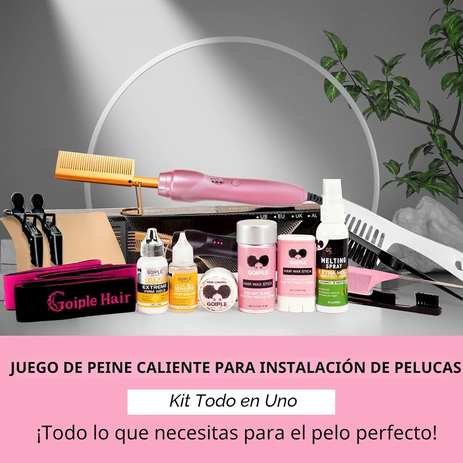 Peine Caliente Eléctrico Alisador de Cabello Peines de Prensado con...