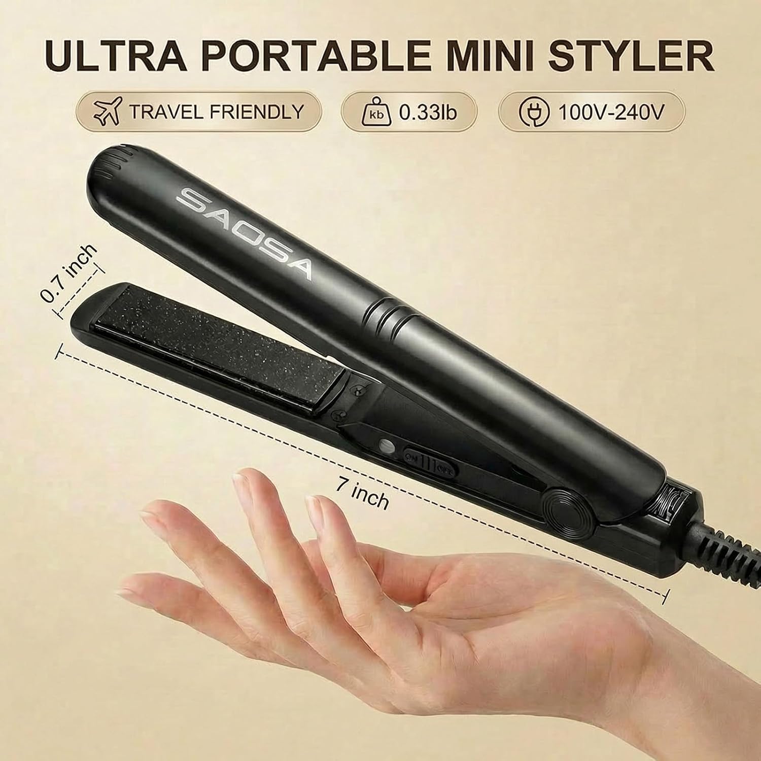 SAOSA Mini plancha plana, plancha de pelo pequeña de cerámica de 0....