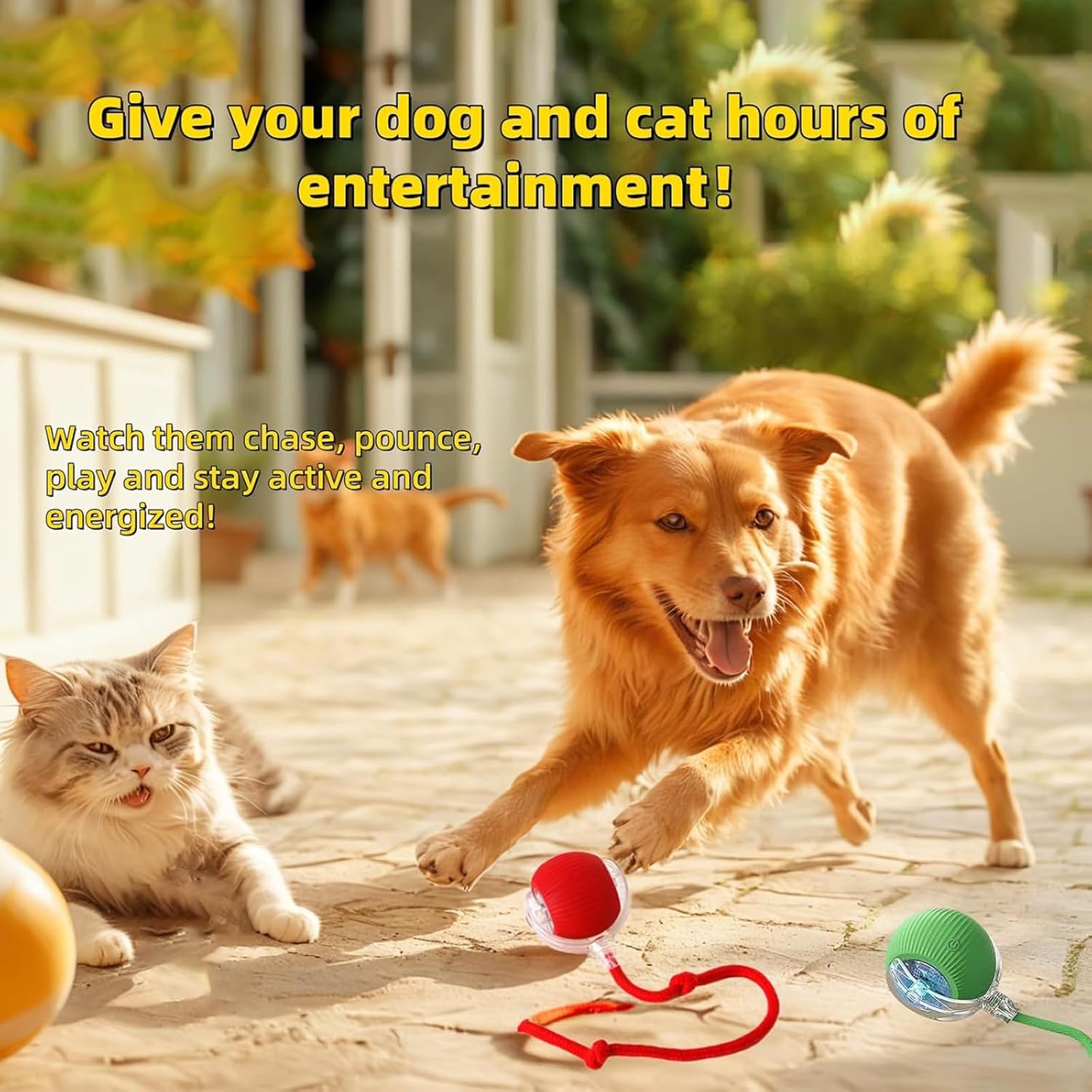 Pelota de juguete interactiva para perros y gatos, movimiento autom...