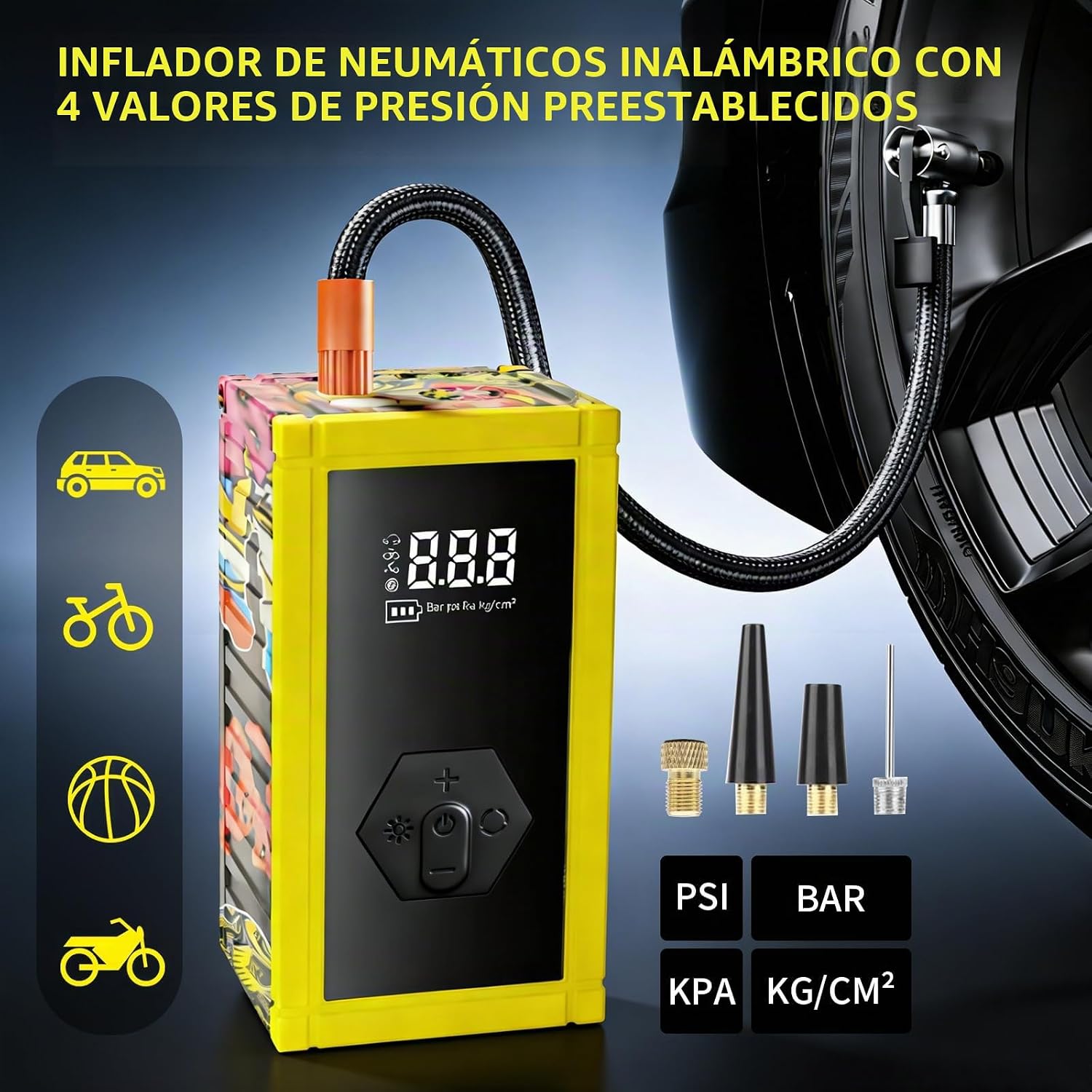 Arrancador portátil de batería de coche con compresor de aire, paqu...