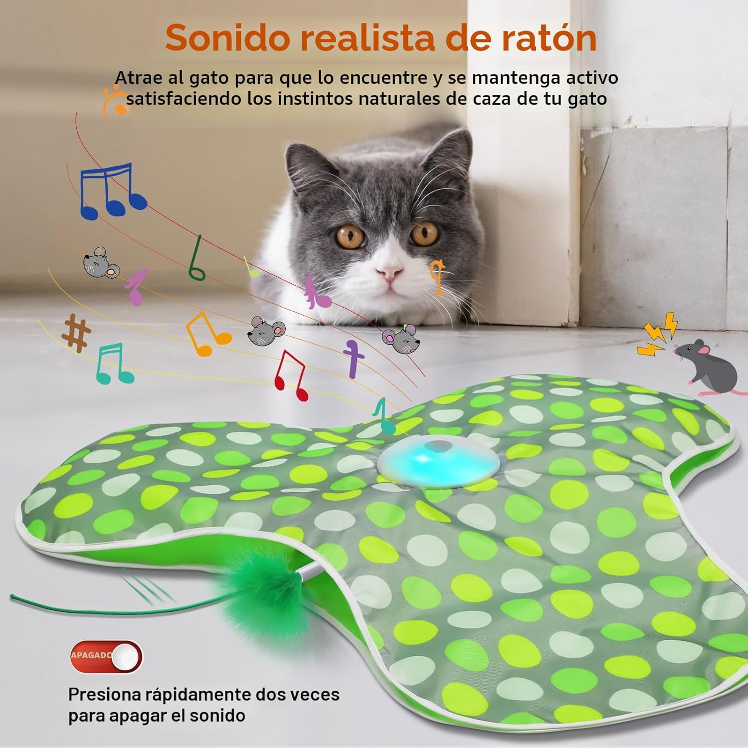 umosis Juguetes interactivos para gatos recargables, moviendo pluma...