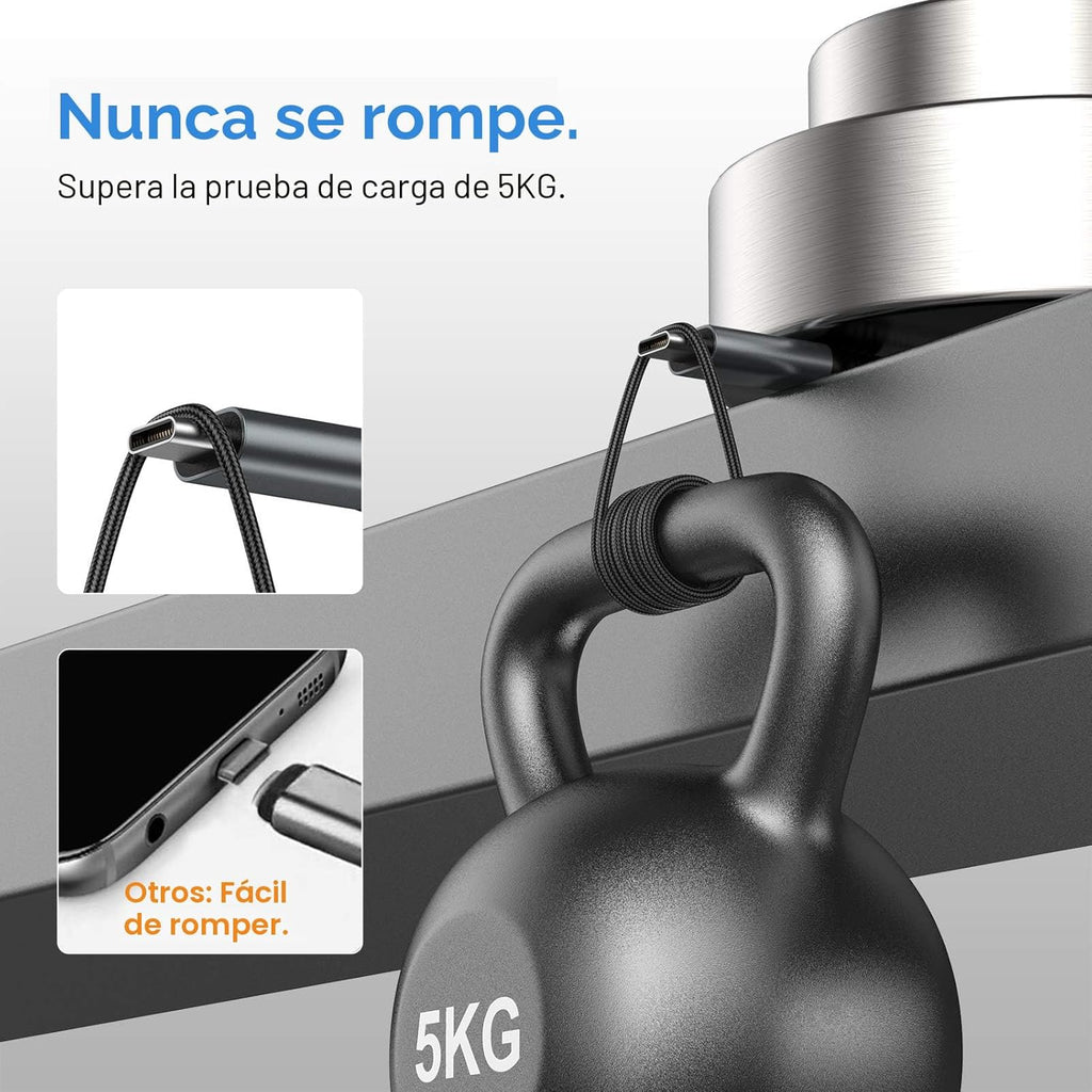 Paquete de 5 cables USB C de 10 pies, USB A a USB-C de 10 pies tipo...