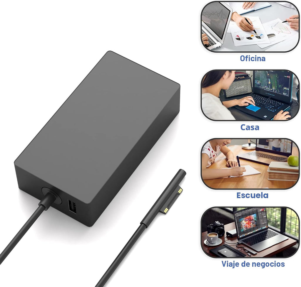 YBRUZRUB Cargador Surface Pro de 65 W compatible con Microsoft Surf...