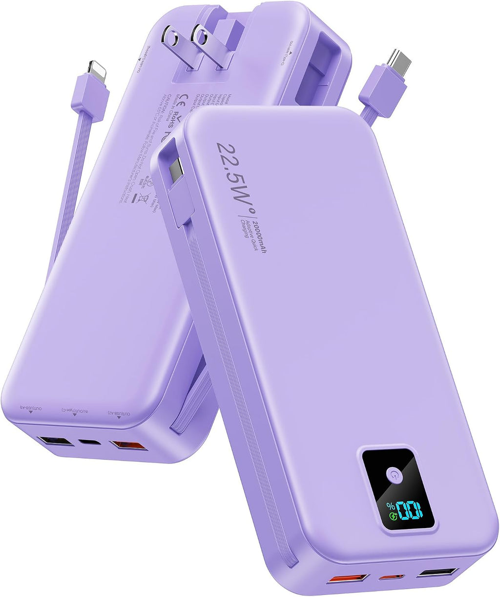 Cargador portátil Rngsnoy 20000mAh 22.5W con cable incorporado y en...