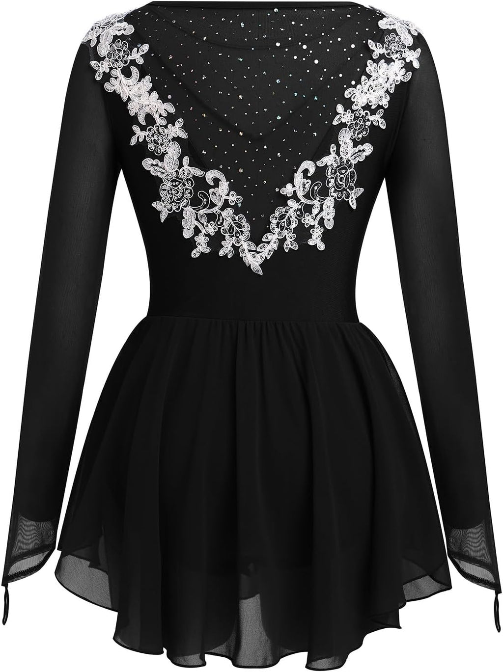 ODASOD - Vestido de patinaje sobre hielo para mujer, malla con bord...