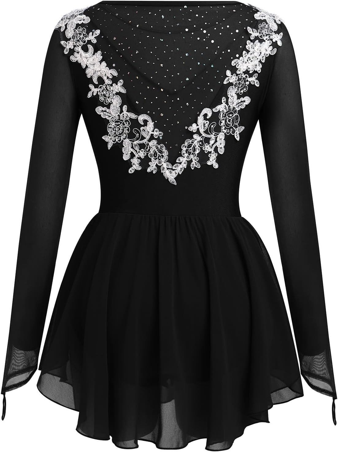 ODASOD - Vestido de patinaje sobre hielo para mujer, malla con bord...