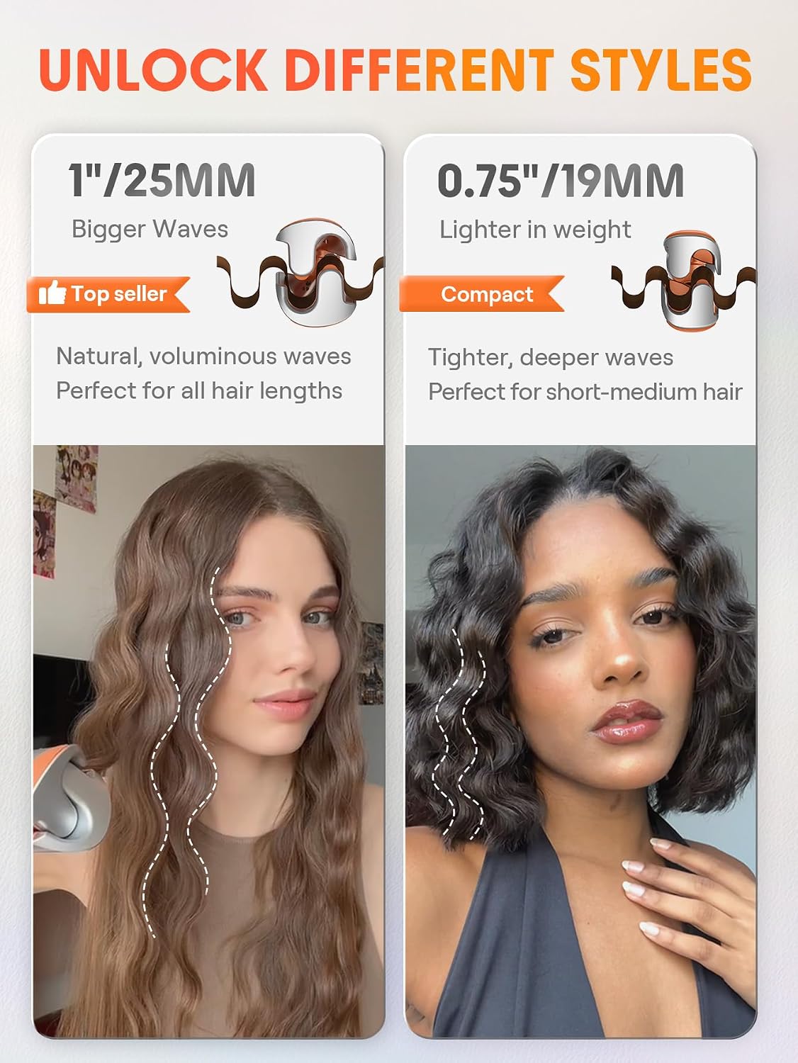 SHEGLAM 1.9 cm Ondulador Profundo para Cabello Corto, Herramienta d...