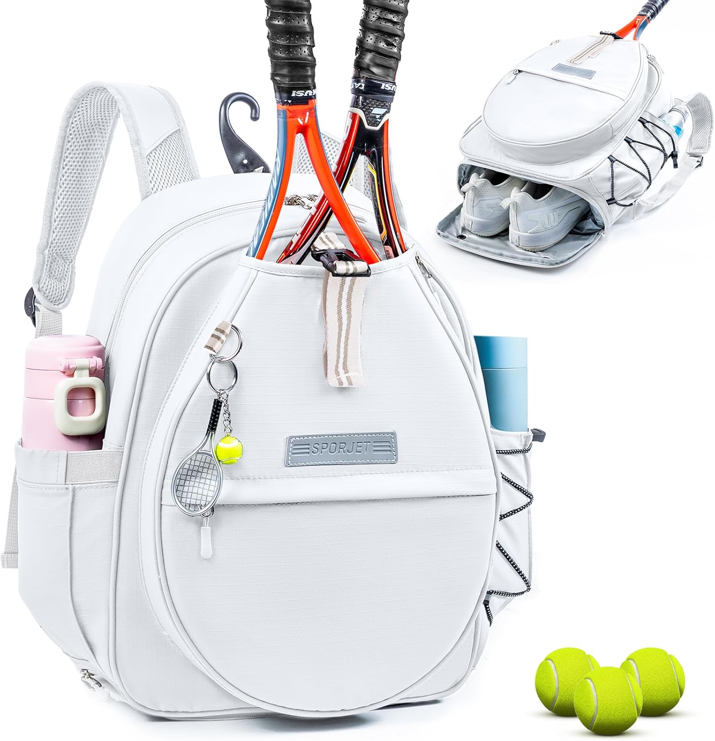 SPORJET Mochila de Tenis con Soporte para 2 Raquetas, Bolsa de Raqu...