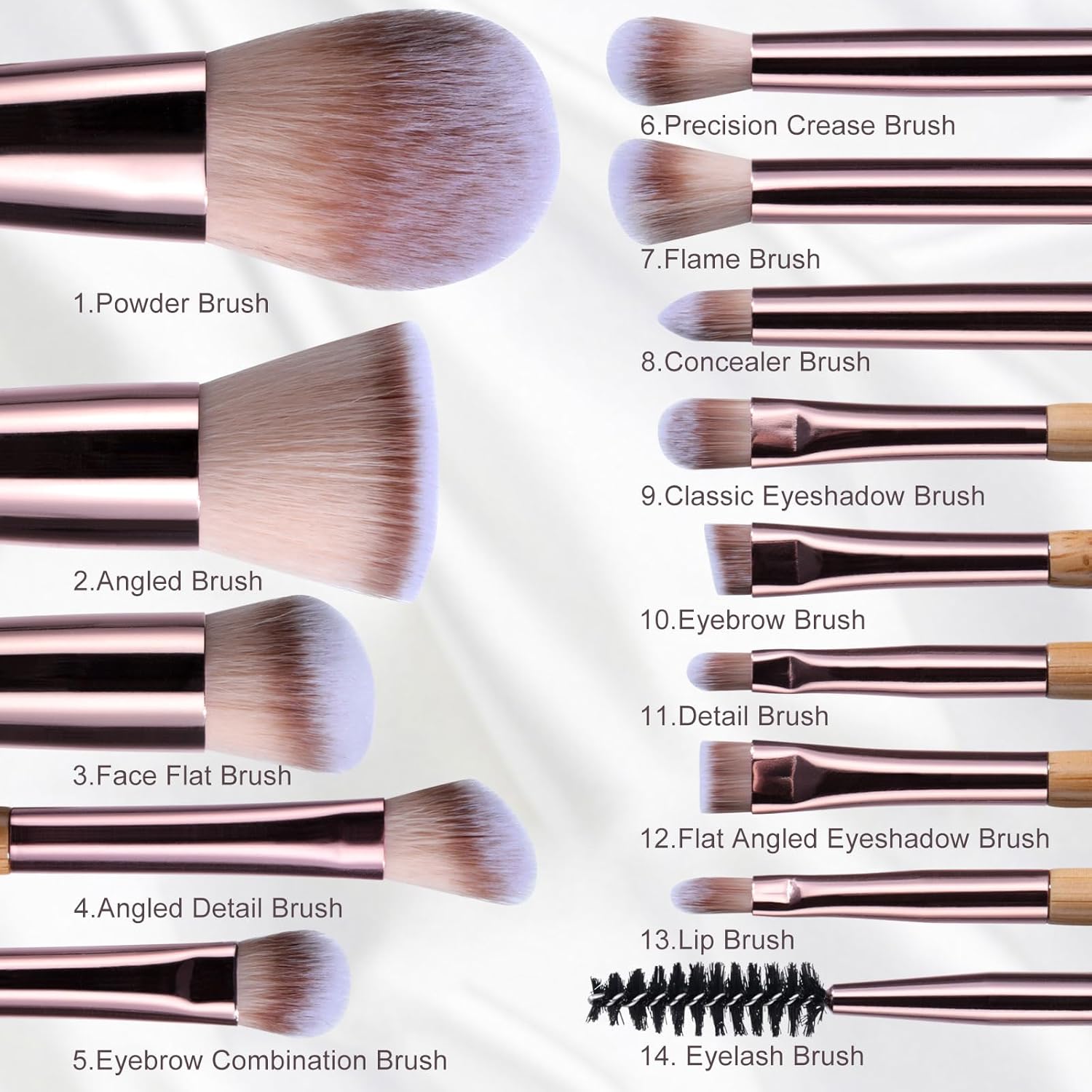 BS-MALL Juego de 14 brochas de maquillaje con 1 esponja de maquilla...