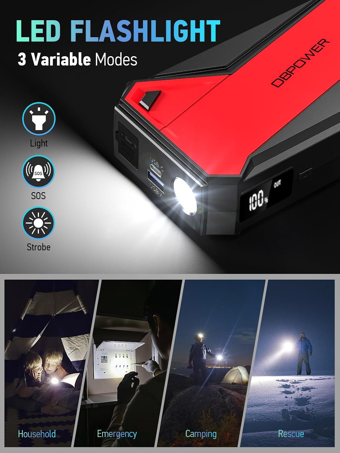 DBPOWER Peak 3000A 18000mAh Arrancador Portátil para Automóvil (has...
