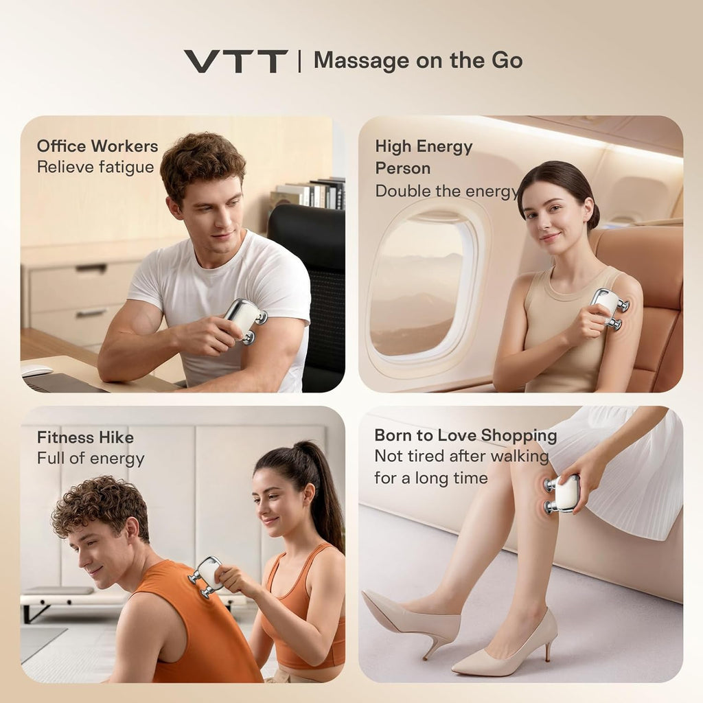 VTT Dual-Head Mini Massage Gun, Pocket-Sized Deep Tissue Massager,...