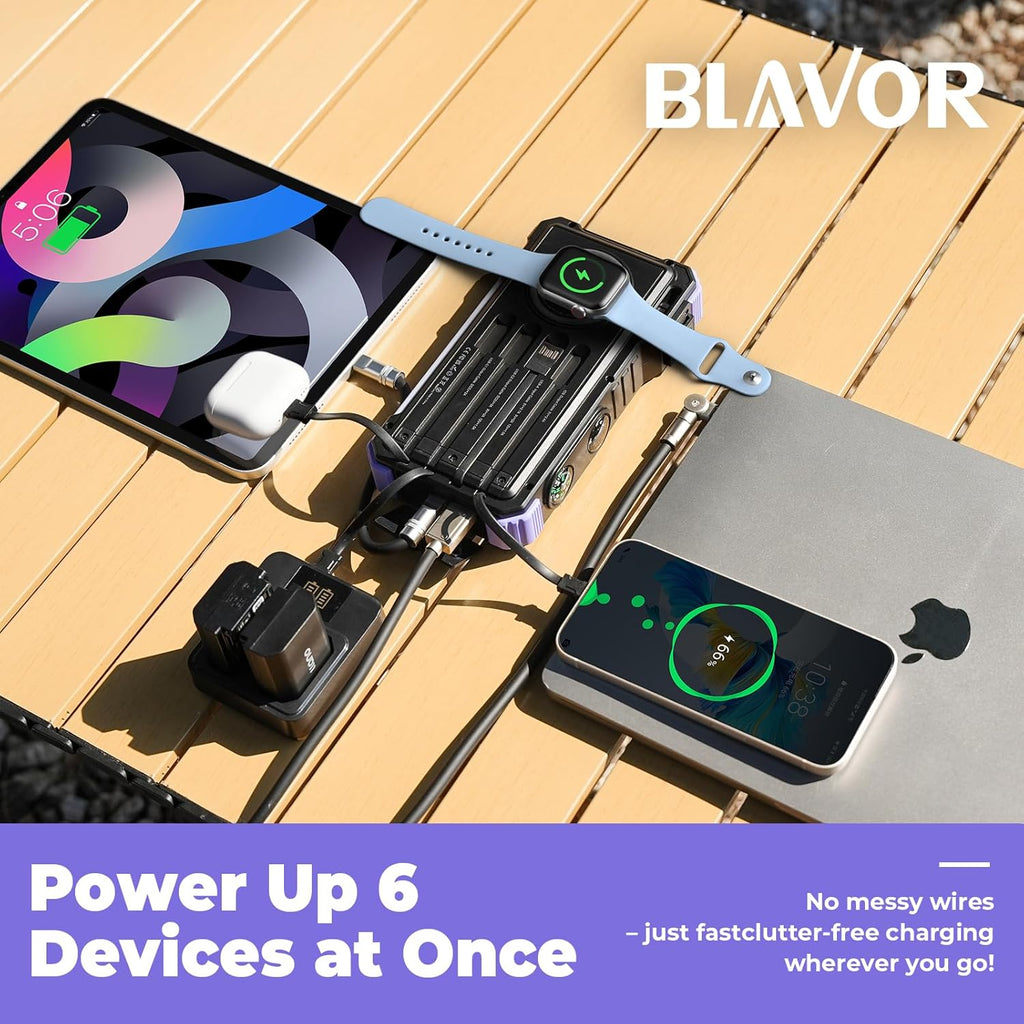 BLAVOR Cargador Solar Power Bank 20000mAh con Cables Incorporados,...