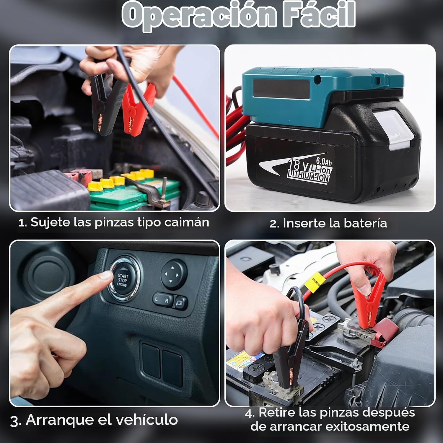 kfupius Kit de cable de puente con interruptor para batería Mak.ita...