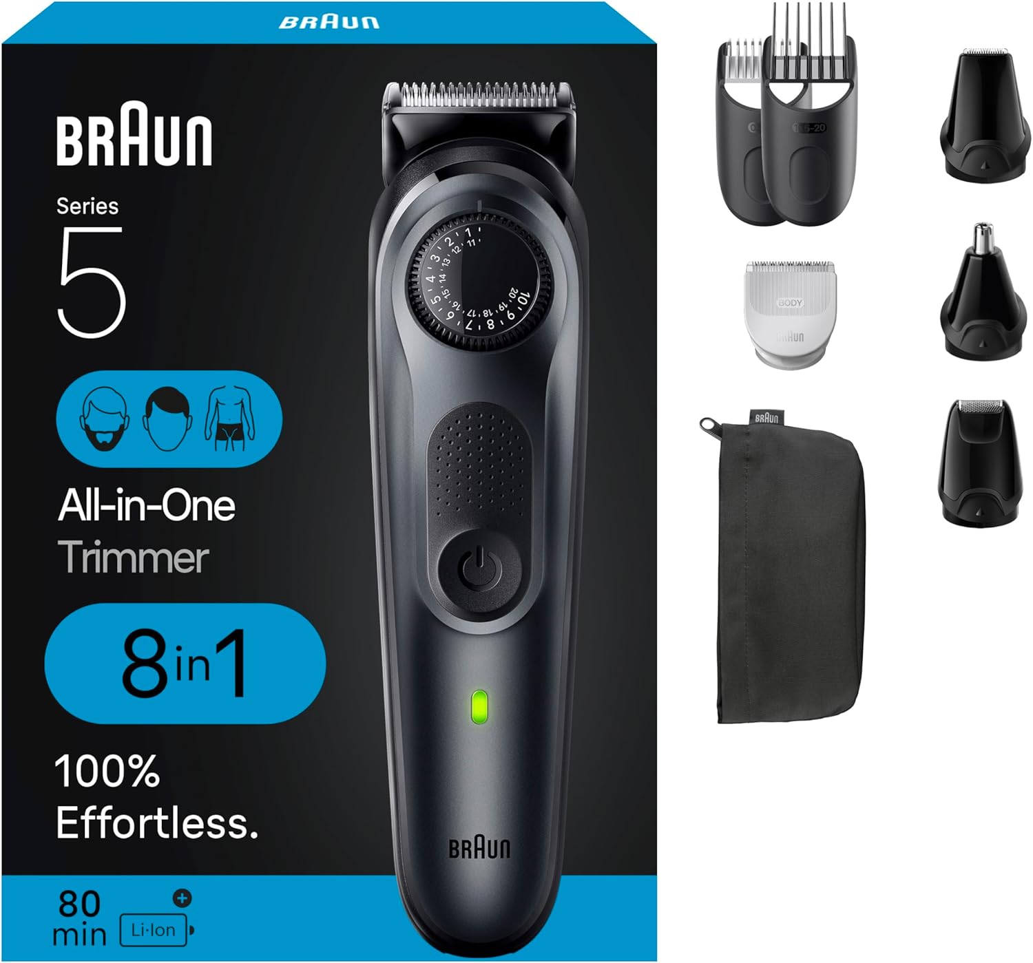 Braun Kit de Estilo Todo en Uno Serie 5 5480, Recortador 8-en-1 par...