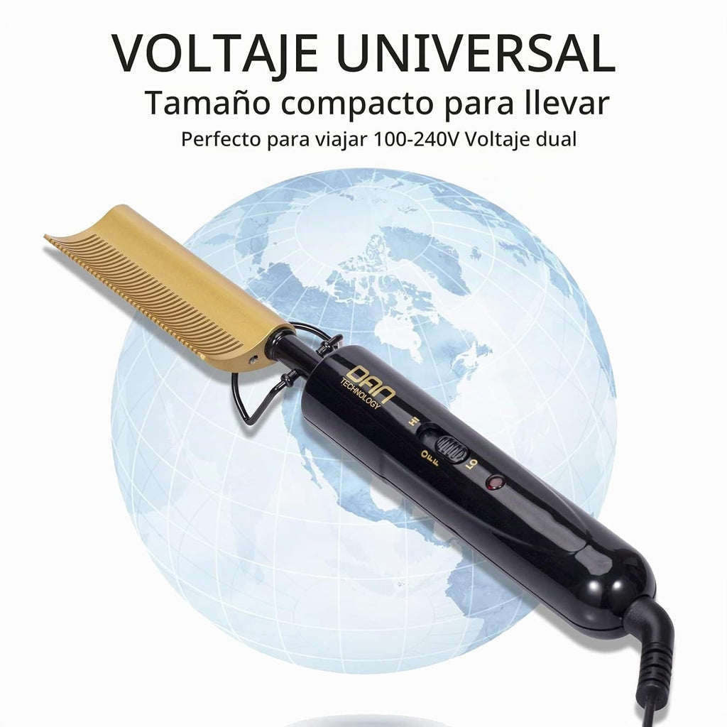 DAN Technology Plancha Alisadora de Cerámica Curva y Peine de Presi...