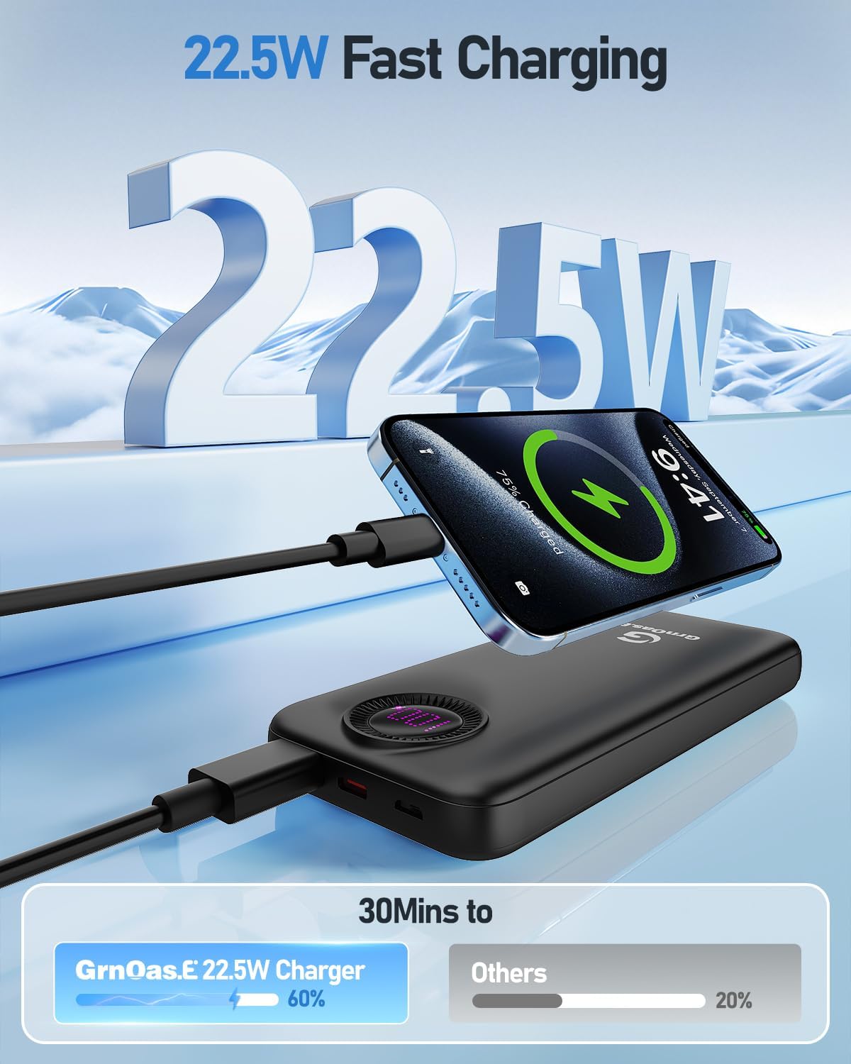 GrnOas.E Banco de Energía, Cargador Portátil de 10000 mAh 22.5W Max...