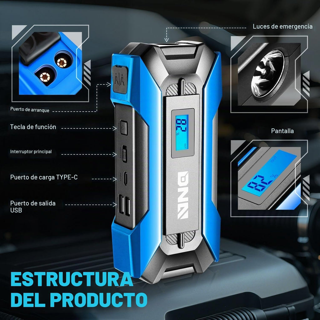 DNA MOTORING 12V 1500A 15000 mAh Arrancador de batería portátil par...
