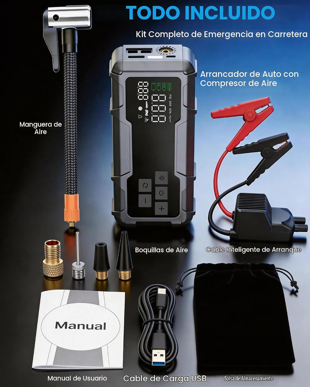 Guistekno Inflador de neumáticos de 150 PSI 8000A, compresor de air...