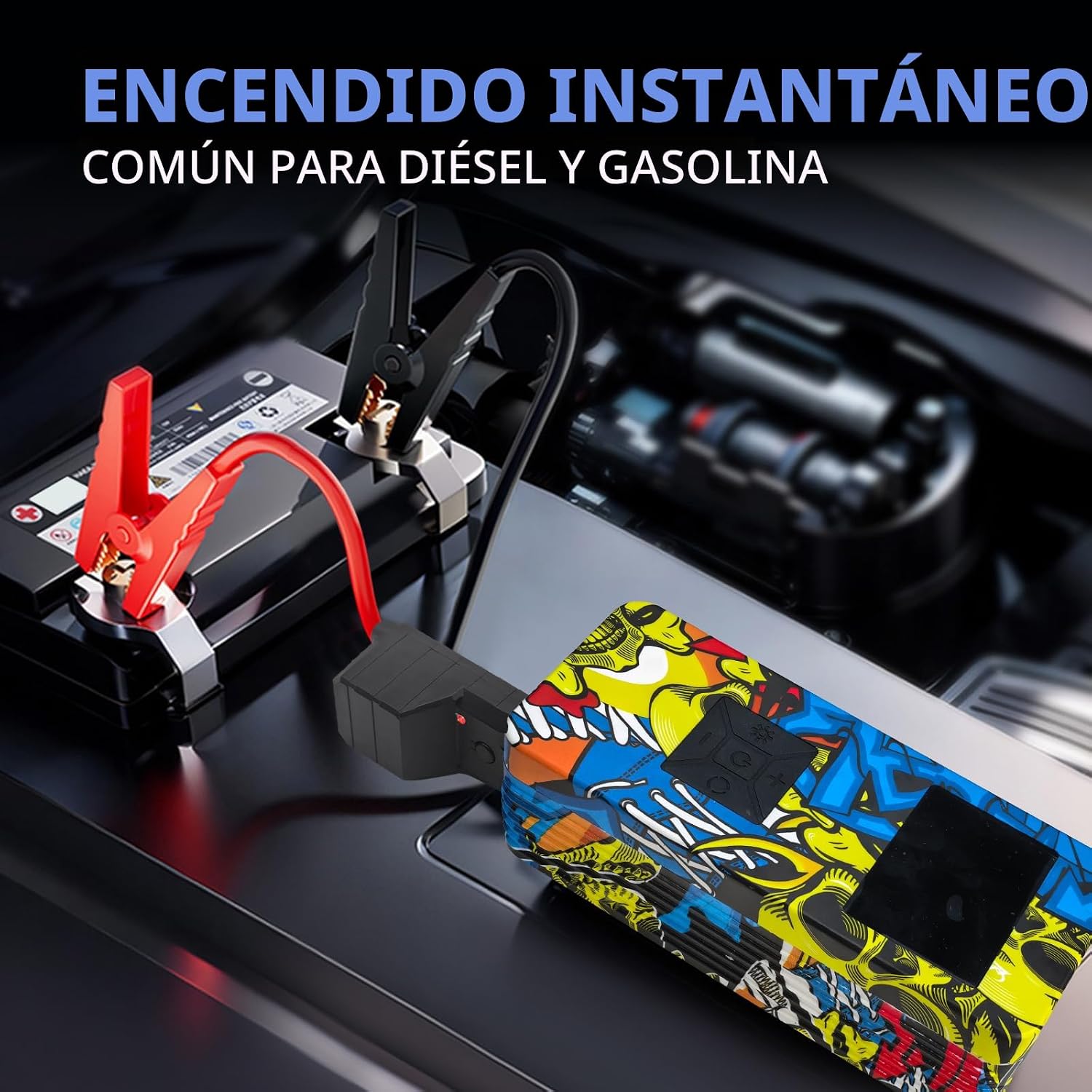 Arrancador de salto con compresor de aire, batería de 8000 A 150 PS...