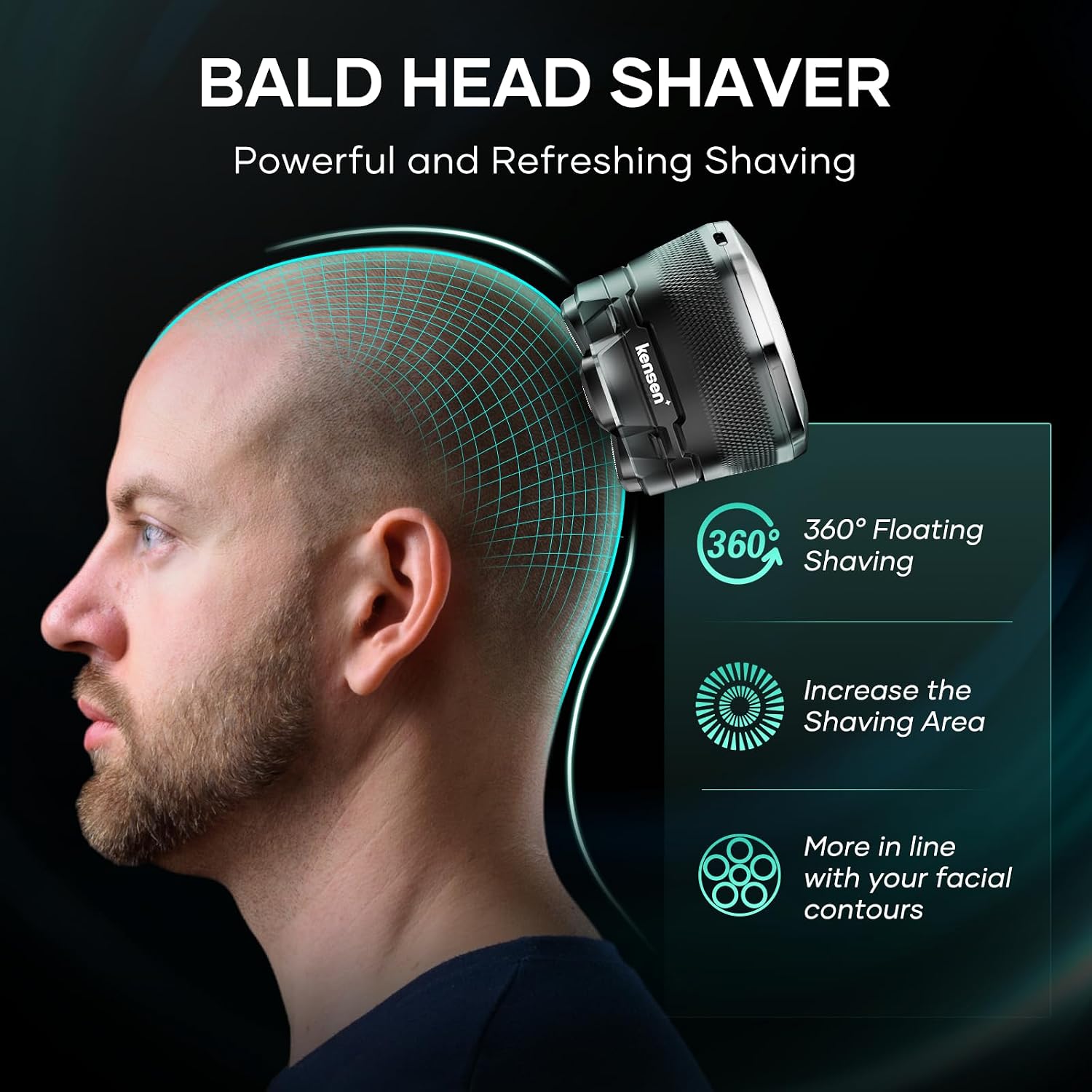 kensen Afeitadoras de cabeza 6D para hombres calvos, cabezal de rep...