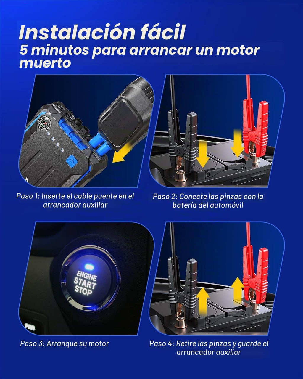 AUTOONE Arrancador de coche de 4000 A, arrancador de batería portát...