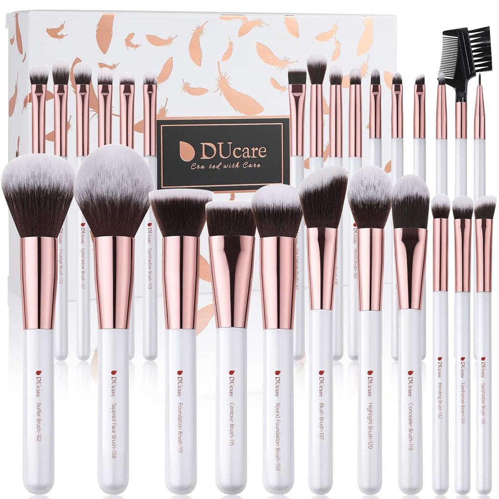 DUcare Juego de brochas de maquillaje profesionales, 27 piezas, bro...