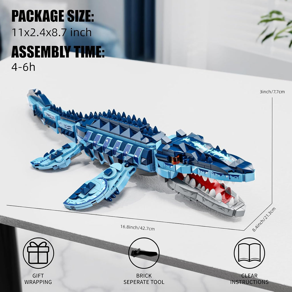 EITOLNR Juego de bloques de construcción de Mosasaurus, 805 piezas,...
