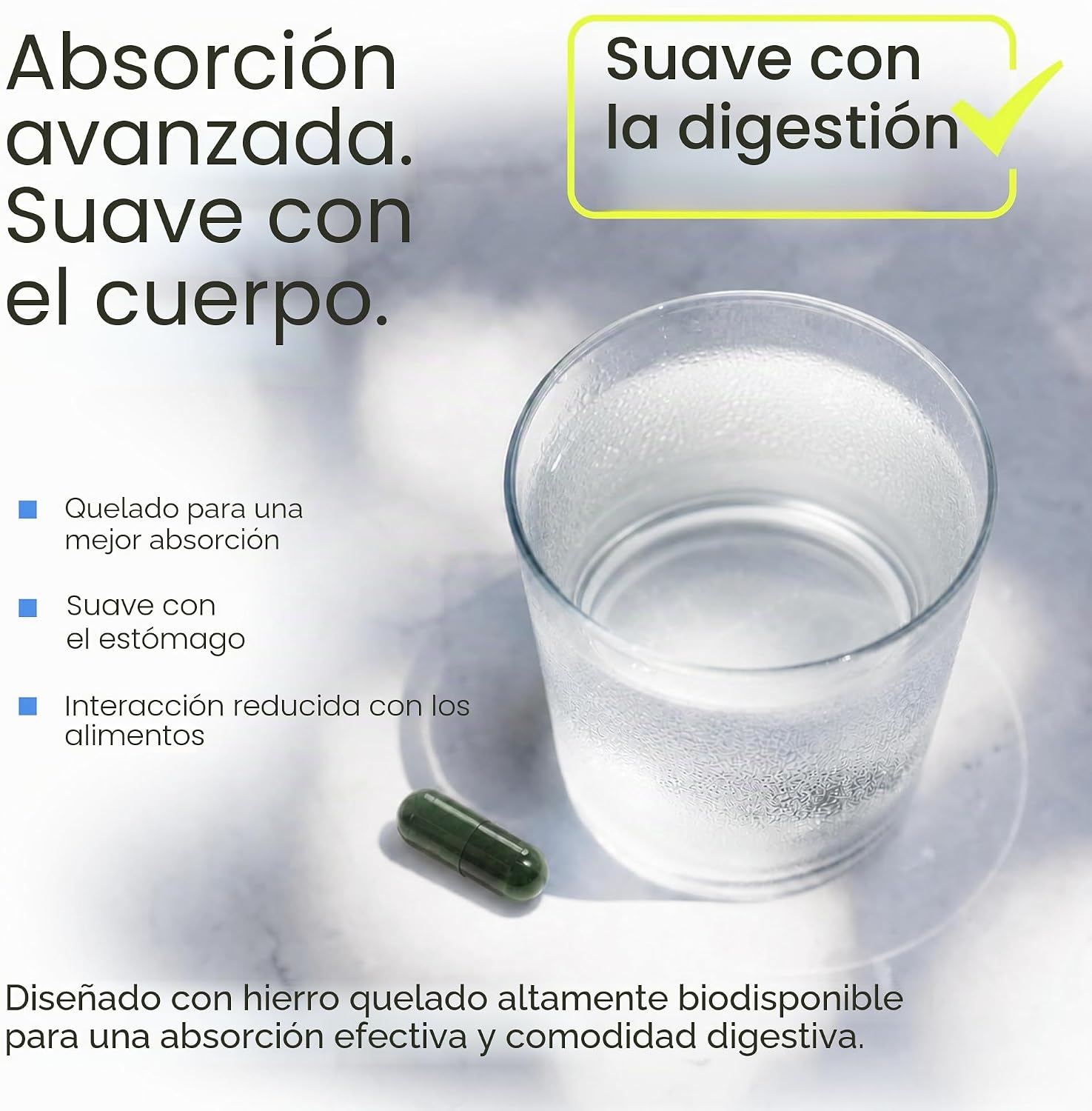 DermaIRON Suplemento de hierro para mujeres y hombres, plancha suav...