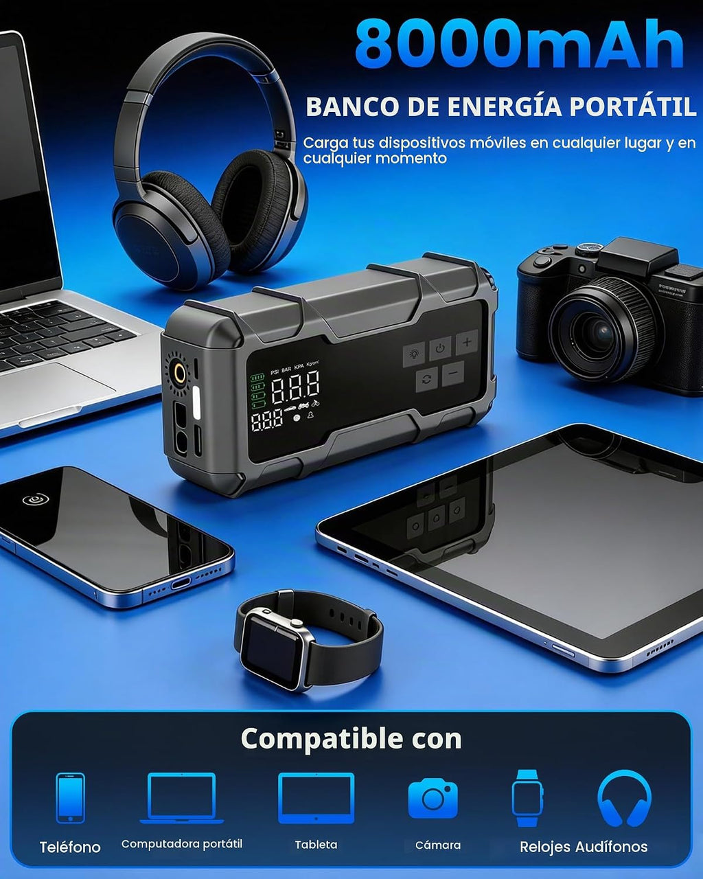 Guistekno Inflador de neumáticos de 150 PSI 8000A, compresor de air...
