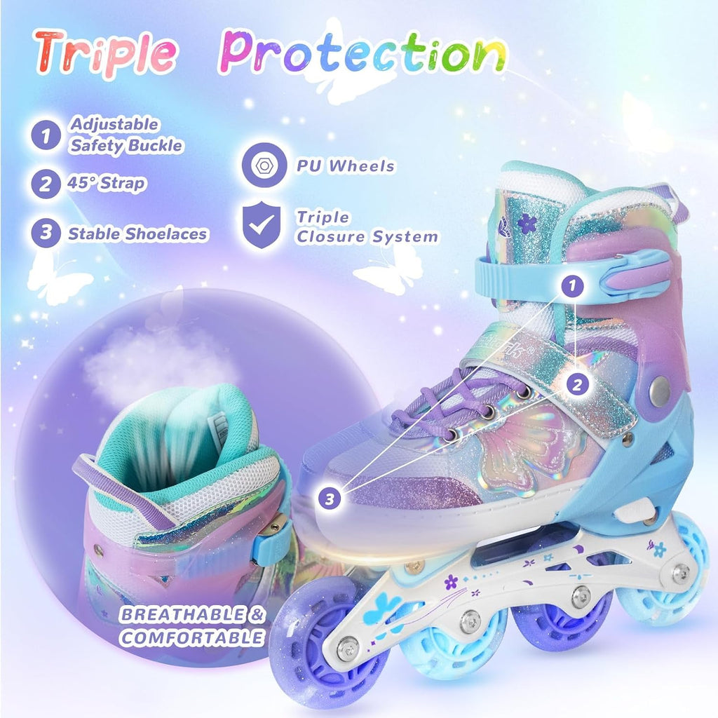 Nattork Patines en Línea para Niñas y Niños, 4 Tallas Ajustables Pa...