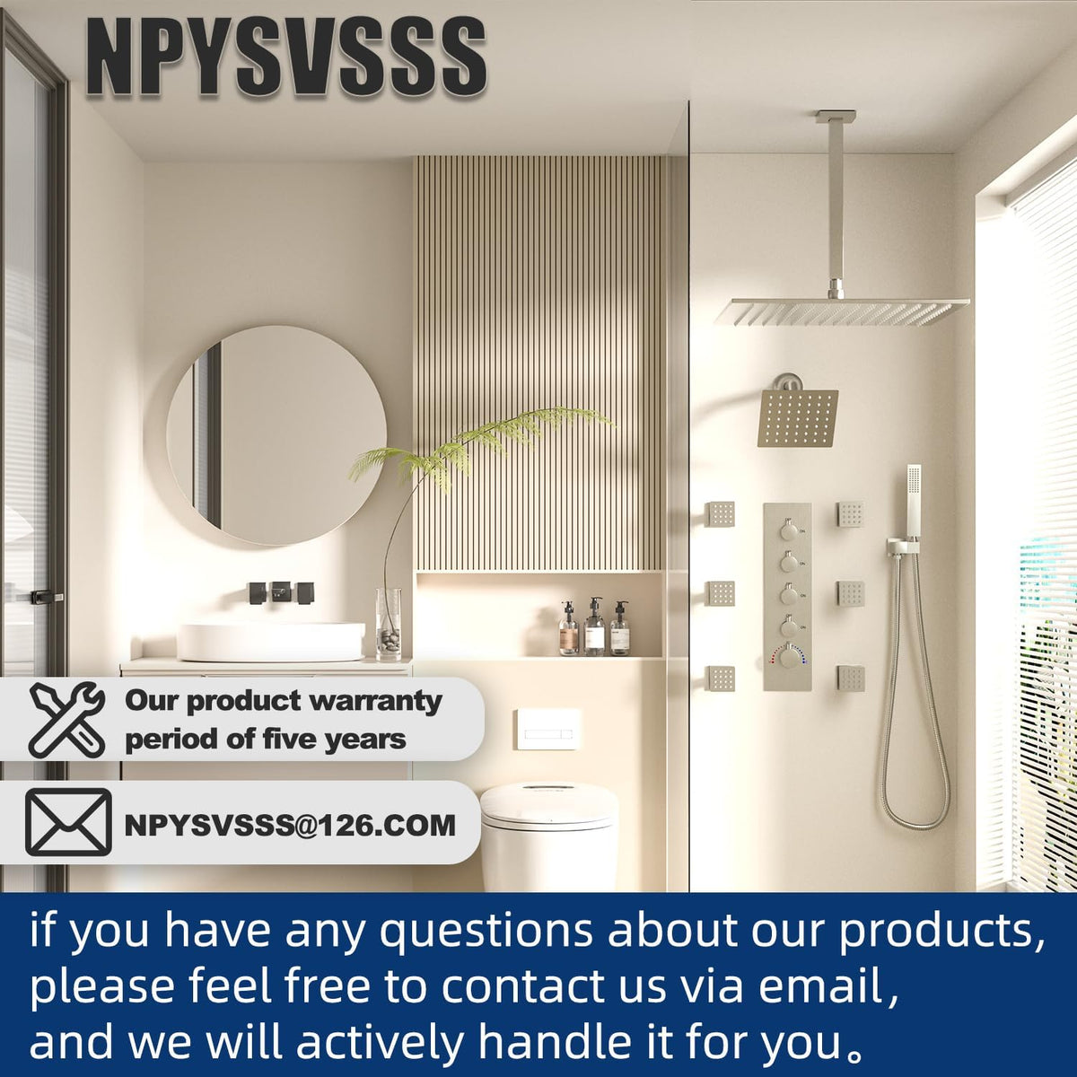 NPYSVSSS Sistema de ducha termostático, cabezales de ducha dobles c...