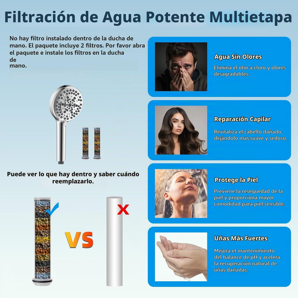 Hibbent - Cabezal de ducha de alta presión de 12 pulgadas con doble...