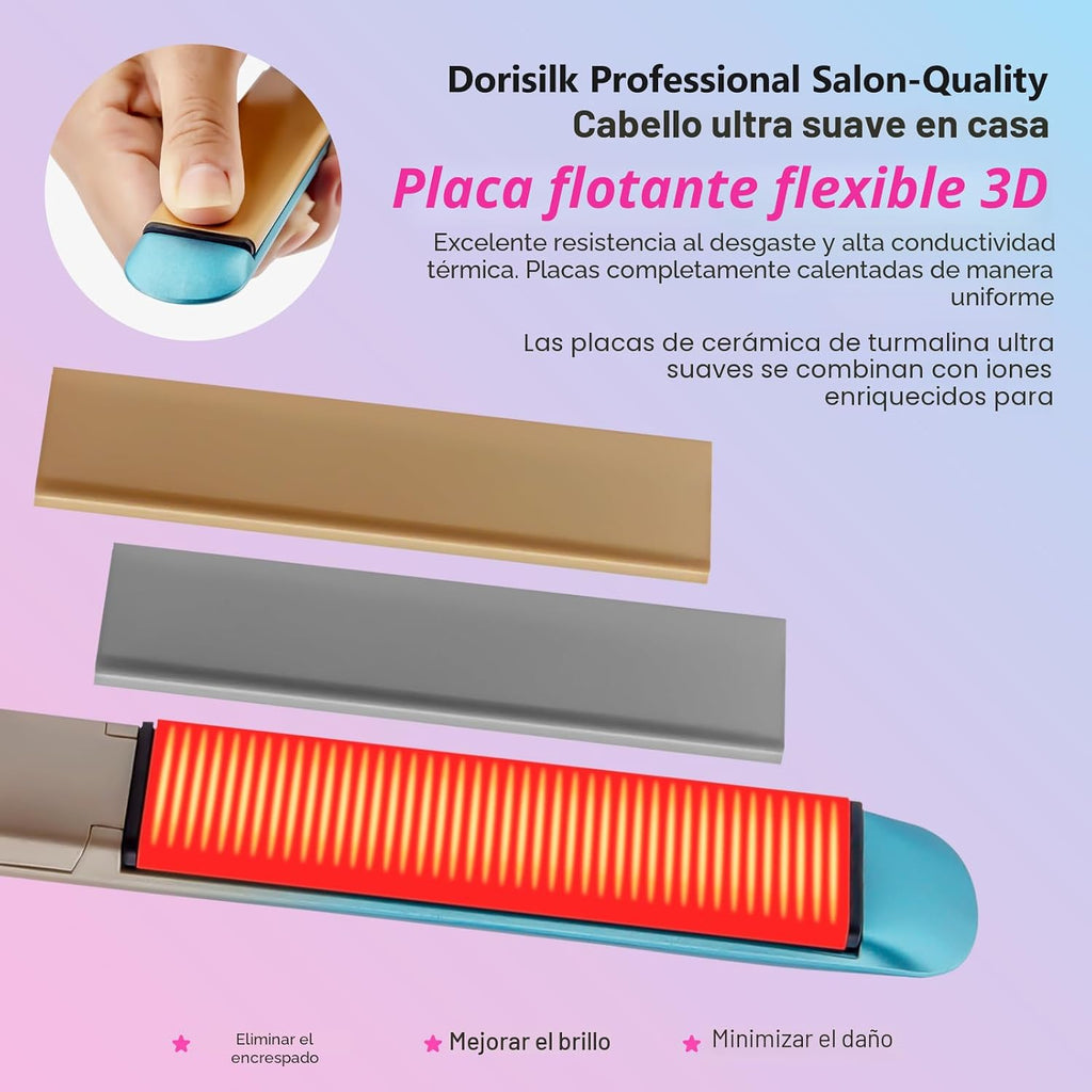 DORISILK Plancha Plana Colorida de 450 Grados, Alisador y Rizador d...