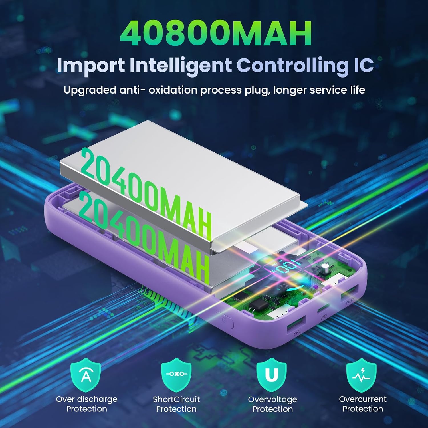 Cargador Portátil 40800mAh Banco de Energía con 3 Cables Integrados...