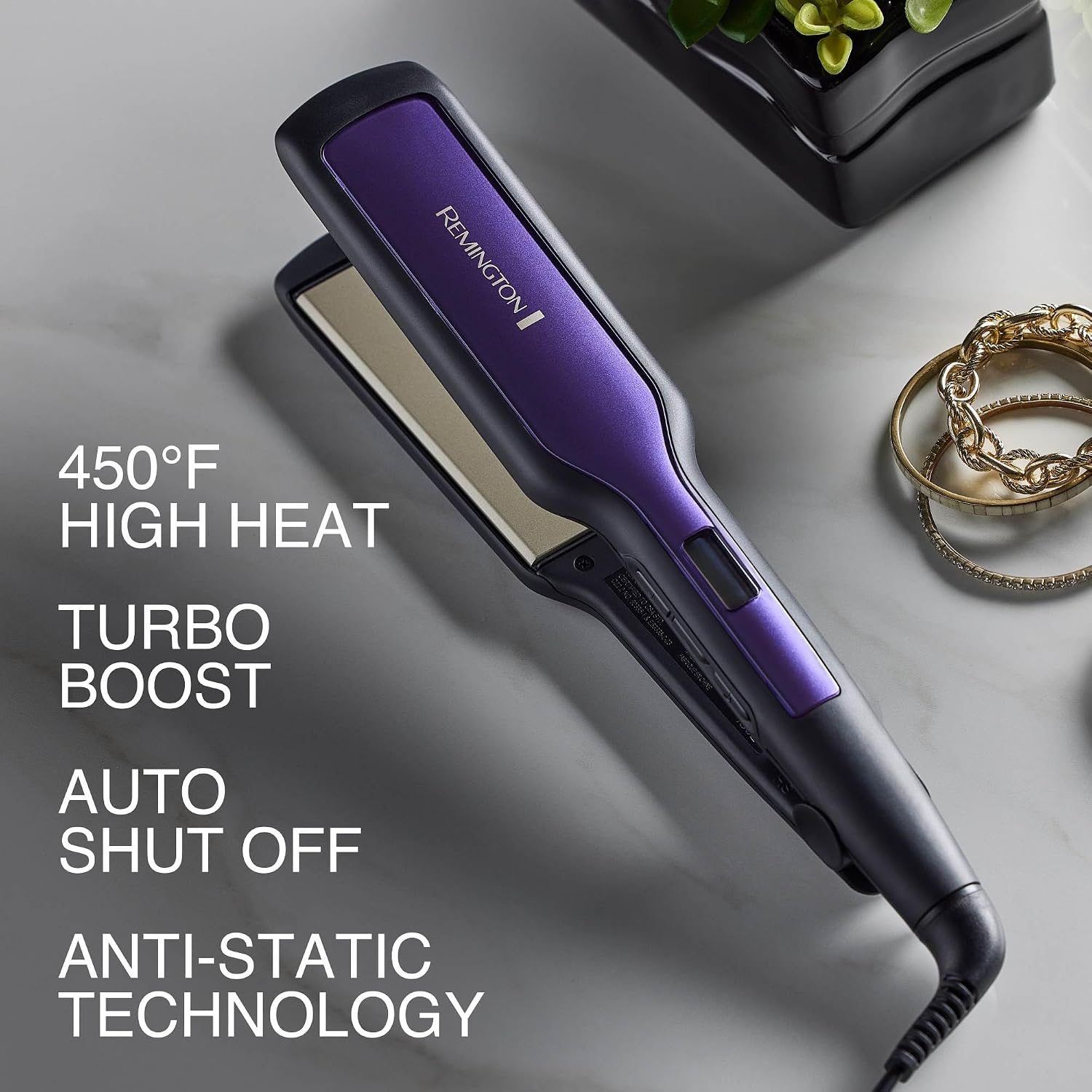 Remington 1 3\/4" Plancha plana, alisador de cabello con tecnol...