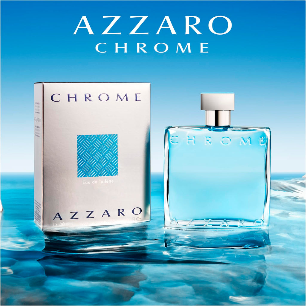 Azzaro Eau de Toilette cromado, colonia acuática fresca para hombre...