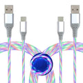 Cable LED USB C [2 unidades, 6 pies], cambio de color visible LED t...