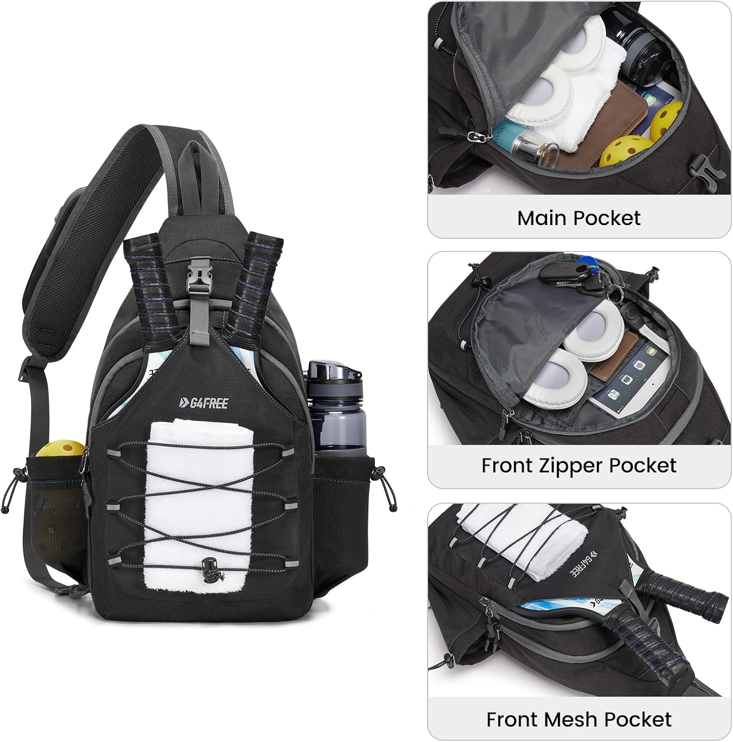 G4Free Pickleball Bag, bolso bandolera para hombres y mujeres, moch...
