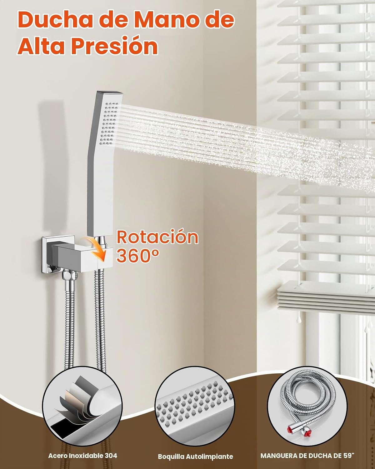 gotonovo Sistema de ducha de lluvia para baño, juego de cabezal y m...