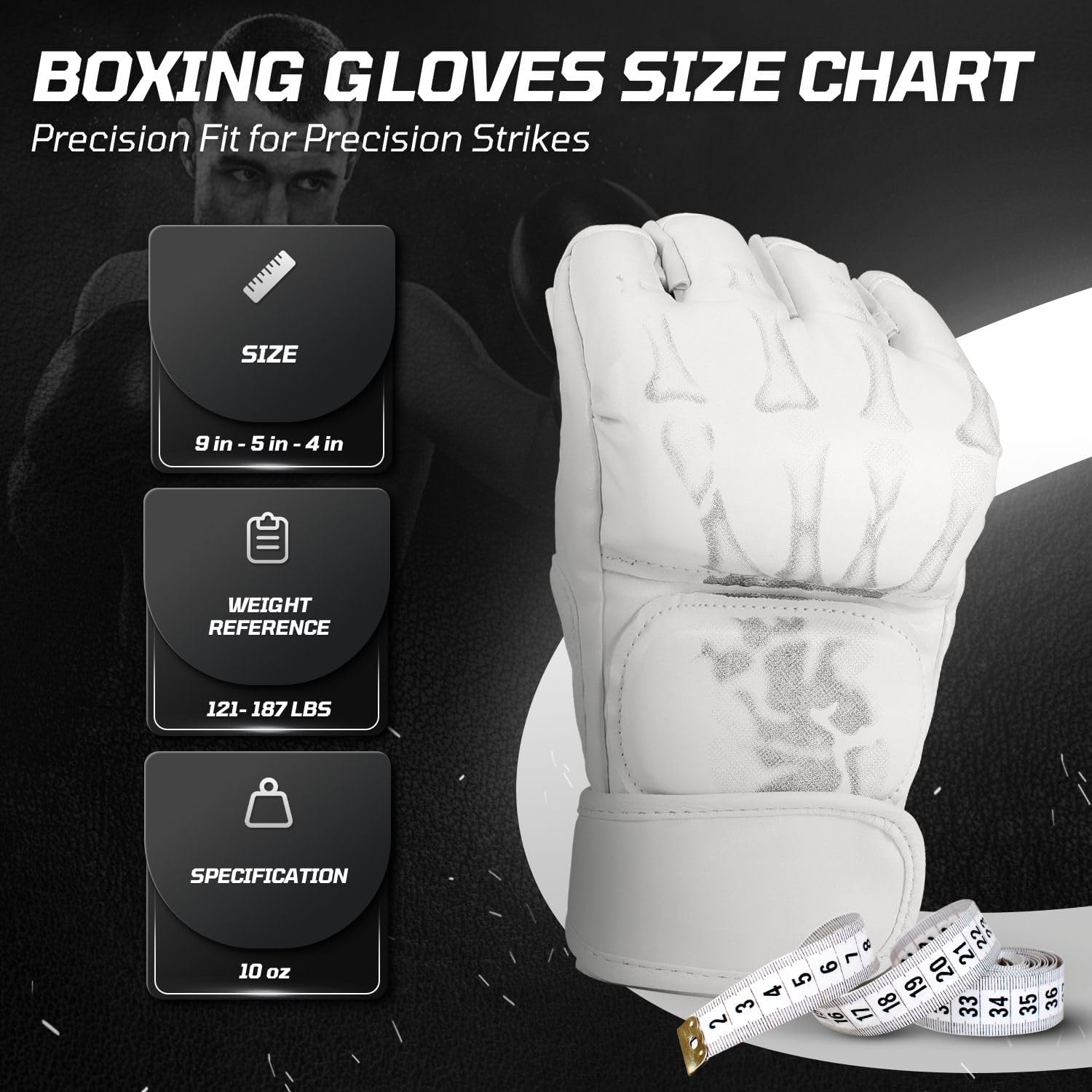 Flexzion, guantes de boxeo con dedos descubiertos - Grappling, MMA,...
