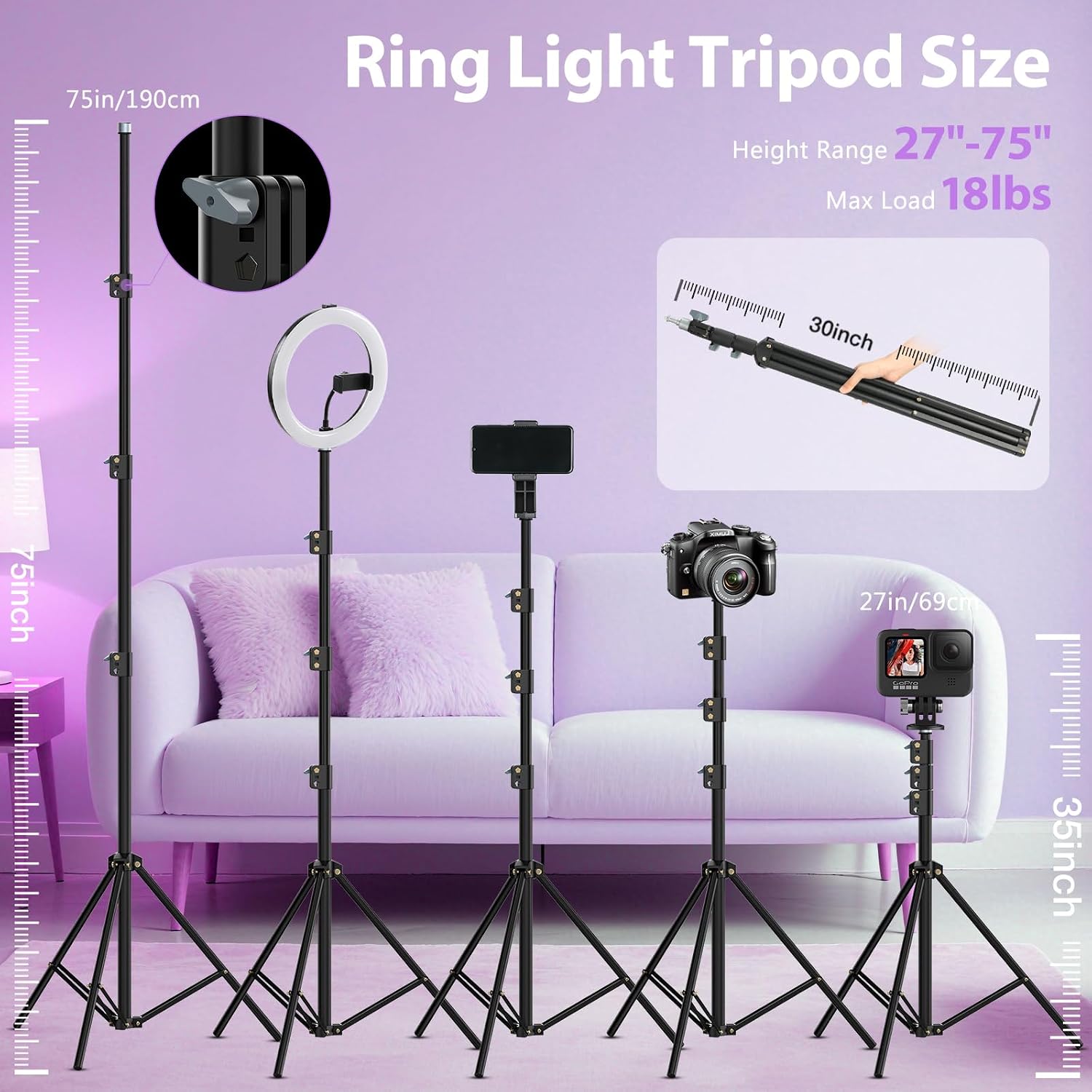 Kit de anillo de luz de 22 pulgadas: trípode de luz de anillo para...