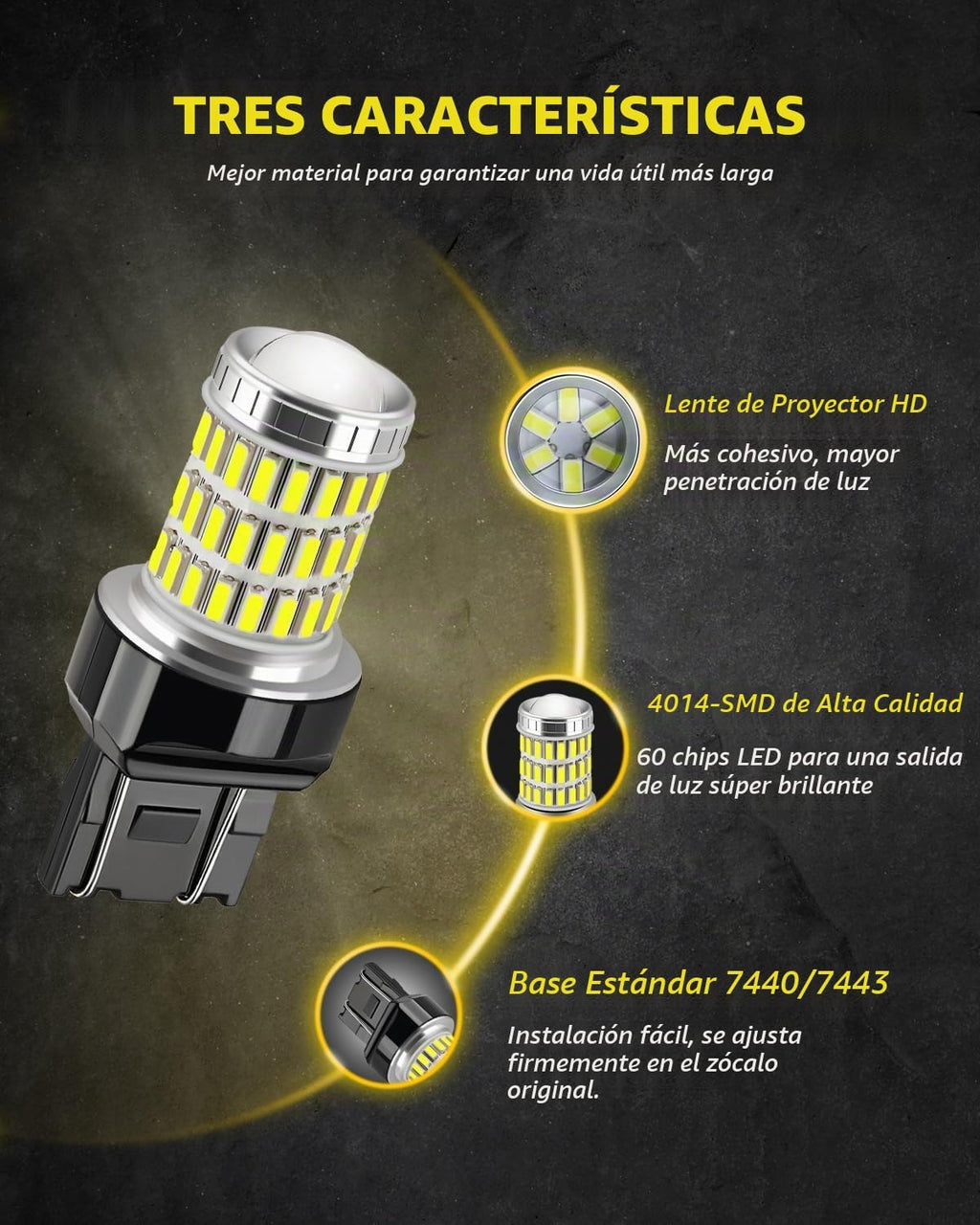 AUXLIGHT 7440 7441 7443 7444 T20 992 W21W Bombillas LED de xenón bl...