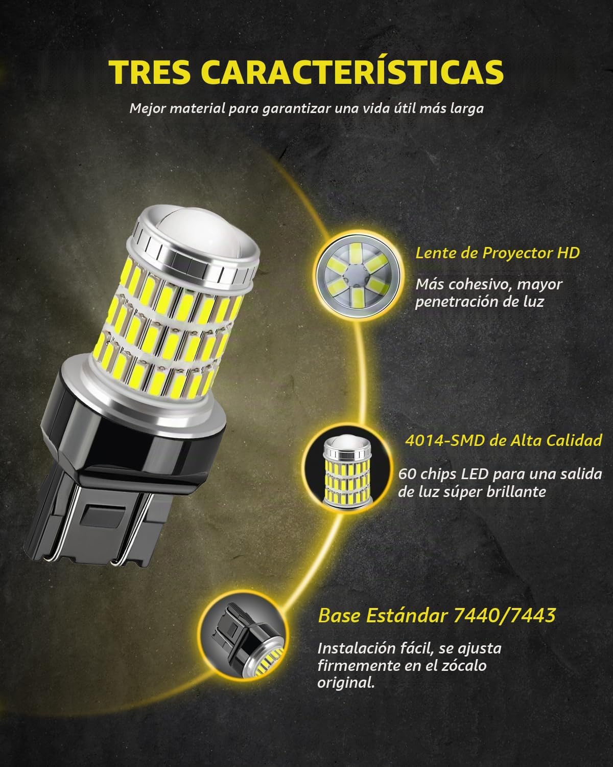 AUXLIGHT 7440 7441 7443 7444 T20 992 W21W Bombillas LED de xenón bl...